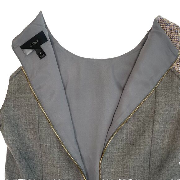 J. Crew Dress Gray Metallic Tweed Wool Blend Pleated Fit &Flare Mini 4 - Picture 11 of 16